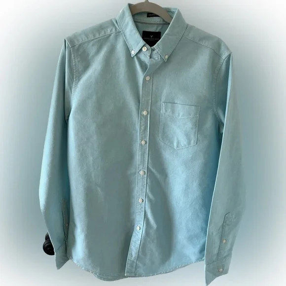 chinese dress ladies American Eagle Men Striped Classic Fit Oxford Button-Up Shirt L Light Blue  : Amazon.ae: Fashion